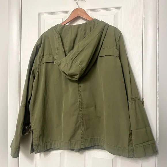 Free People Safari 100% Cotton Army Green Pullover Jacket $198 Retail Size L - Picture 10 of 13